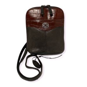 {3/$25} Rolfs Leather Croc Crossbody Handbag Small Black